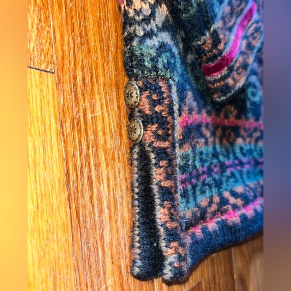 Icelandic Design Atlandia small lined cardigan sweater wool Nordic geometric - Picture 8 of 10